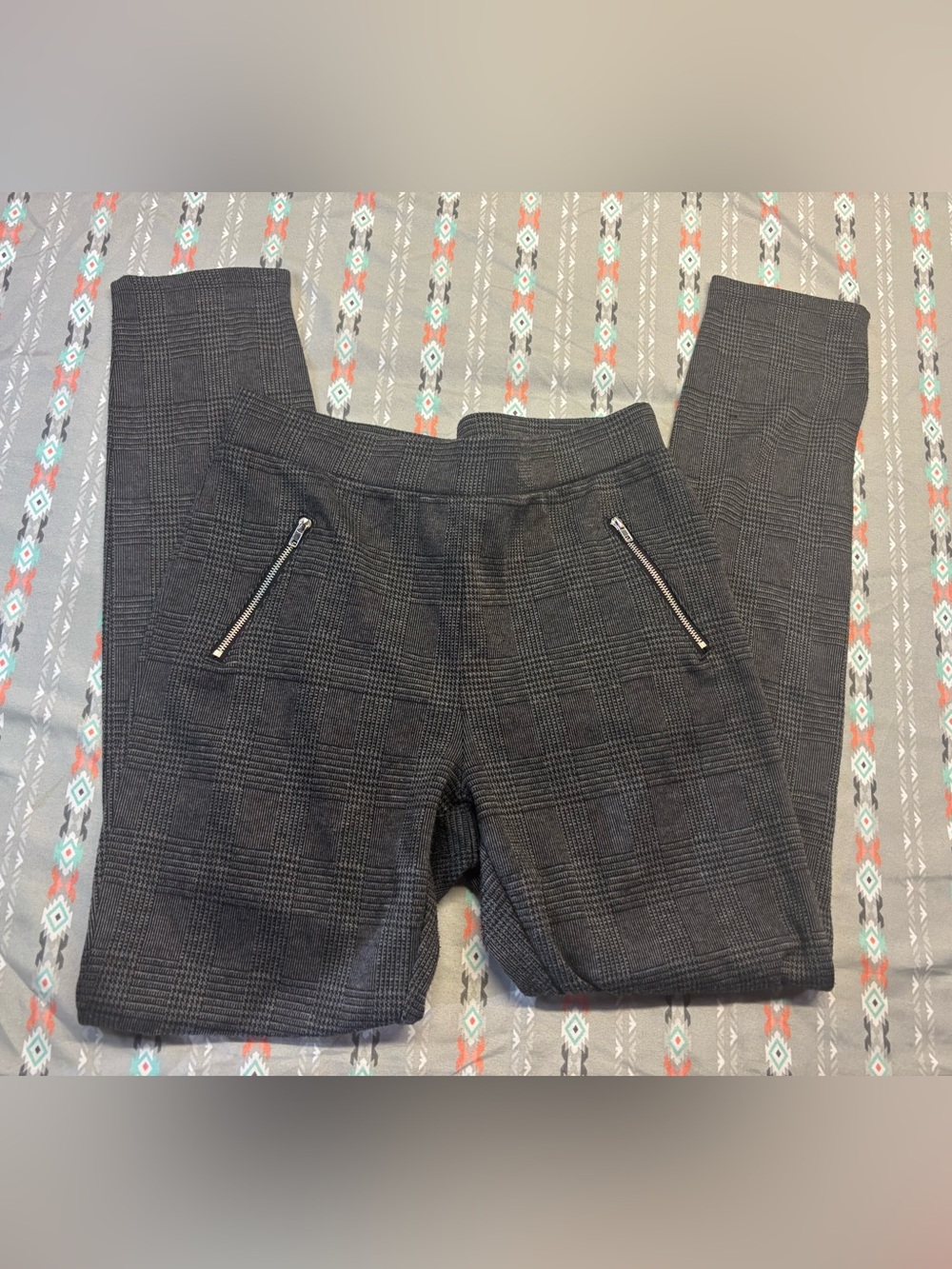 ⚛️Gray Plaid Women's Ponte Pants with Zip Pockets